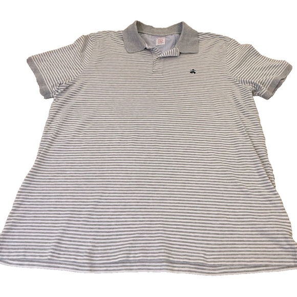 Brooks Brothers Original Fit Short Sleeve Logo Polo Golf Shirt; Grey/White; XXL - Picture 1 of 7